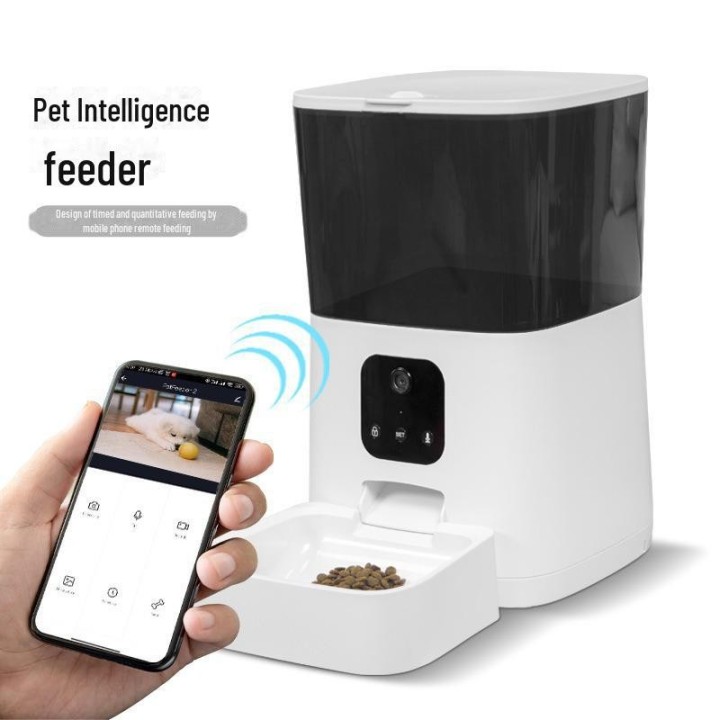 Intelligenter Futterautomat: Automatischer, zeitgesteuerter, interaktiver Futterautomat mit Fernbedienung für Katzen und Hund