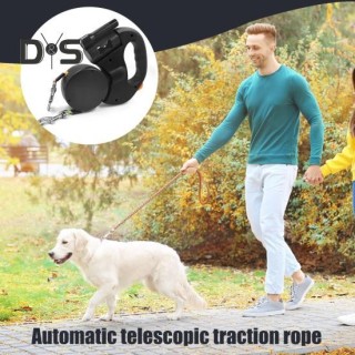 Einziehbare Haustierleine, verwicklungsfreies, doppeltes Hundelaufband mit Kotbeutelspender und Taschenlampe, ergonomischer G