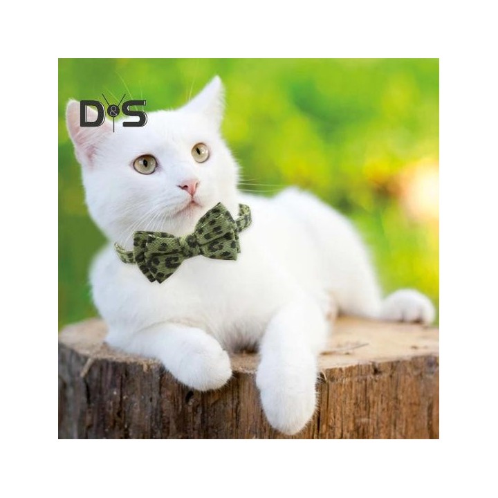 Haustierhalsband mit Leopardenmuster und Glöckchen, leichte Katzenhalskette aus Stoff, skalierbare Haustierhalskette für Katz