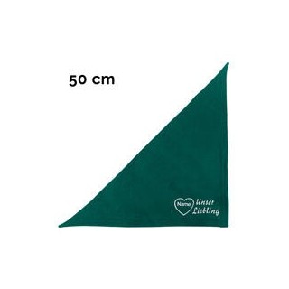 Schecker - Besticktes Halstuch, Unser Liebling mit Herz + Name [50cm - Petrol]