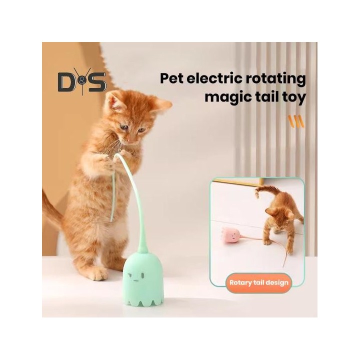Automatisches Schwanz-Teaser-Spielzeug aus Silikon, elektrischer wirbelnder Schwanz, interaktiver, selbstunterhaltender, stim