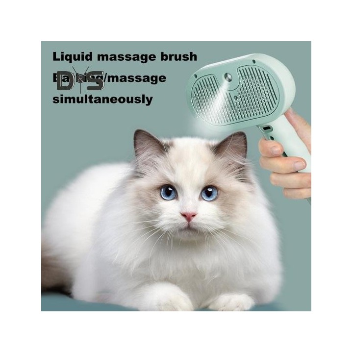 Dampfbürste für Katzen zum Haaren, wiederaufladbare 3-in-1-Dampfbürste für Haustiere, selbstreinigender Massagekamm, Entfernu