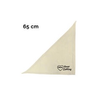 Schecker - Besticktes Halstuch, Unser Liebling mit Herz + Name [65cm - Beige]
