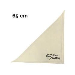 Schecker - Besticktes Halstuch, Unser Liebling mit Herz + Name [65cm - Beige]