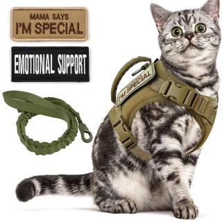 Taktisches Geschirr für kleine Hunde und Katzen, Leine mit Aufnähern, Arbeitstraining, Welpengurte mit Griff, weiches Netz, v