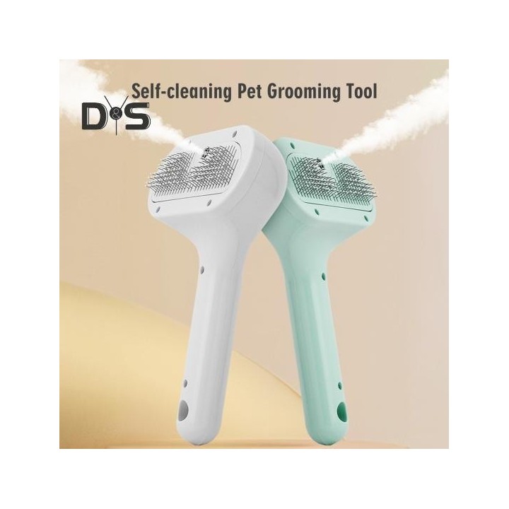 Katzen-Sprühbürste zum Haarentfernen, selbstreinigendes Tierhaarentfernungswerkzeug mit Entriegelungsknopf, Katzenmassage-Pfl