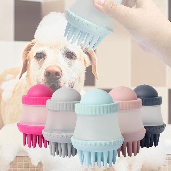 Haustier-Bade- und Massagebürste mit Aufbewahrung für Hunde Pink bath storage (card attached). 92645 rosa