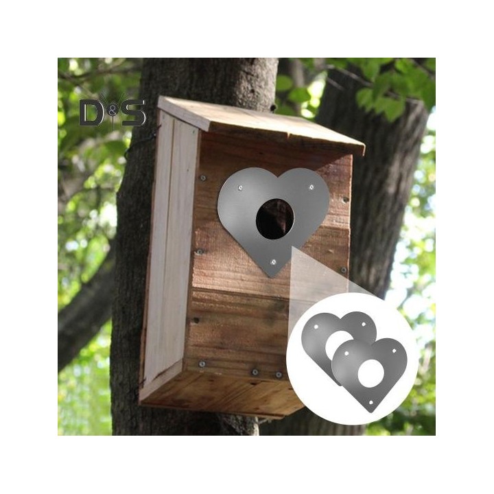 2 Stück Metall-Vogelhaus-Schutzportal, Specht-Nistkasten-Schutzbrett mit Schrauben, Fluglochschutz für den Gartenbalkon im Fr