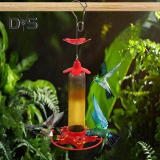 360 ml Kolibri-Futterspender, Hänge-Futterspender mit Ameisenschutz, Vogelfutterspender mit 5 Blumen-Futteröffnungen, kreisfö