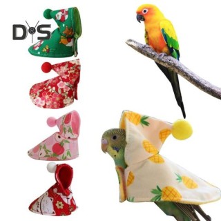 Papageien-Kleidung mit Klebebandverschluss, Winter-Vogelschals, halten Sie Ihr Haustier warm, Cartoon-Druck, Schutzponcho für