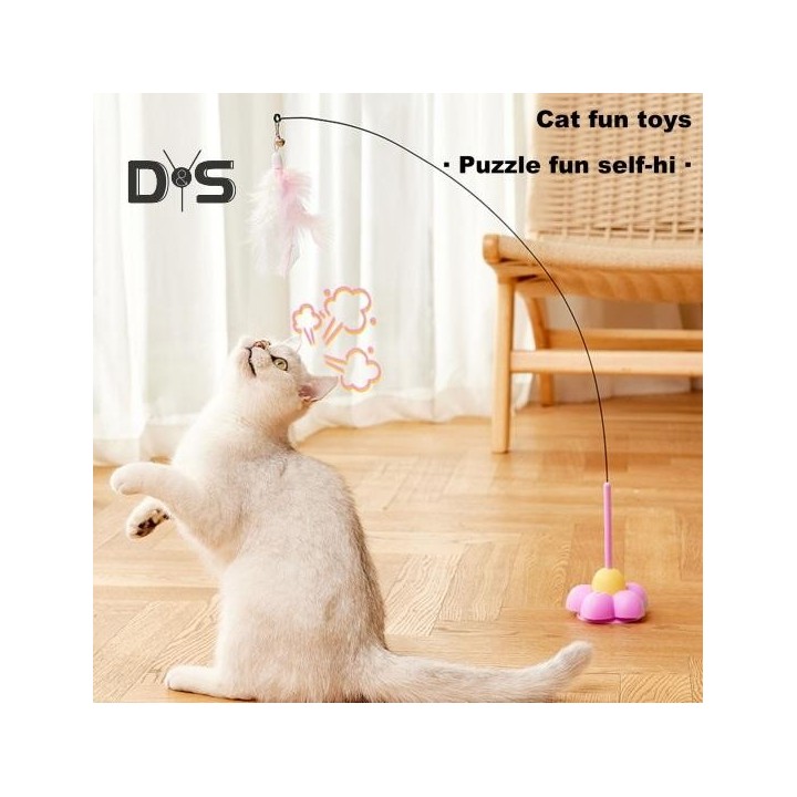 Interaktives Katzenspielzeug, bunter Katzen-Teasing-Stick mit Feder und Glöckchen, abnehmbarer Kätzchen-Spiel-Teasing-Zaubers