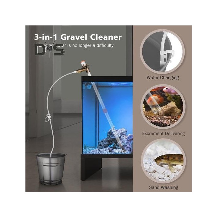 Aquarium-Kiesreiniger, Vakuum-Kiesreiniger-Set für Aquarien mit Luftdruckknopf, Siphon, Aquarium-Wasserwechsler zum Wasserwec