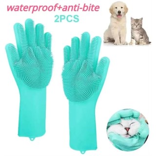 Badezimmer Hund Katzen Badebürste Massagehandschuhe Weicher Gummikamm Haustierzubehör für Katzen Duschreinigungswerkzeuge 1pc