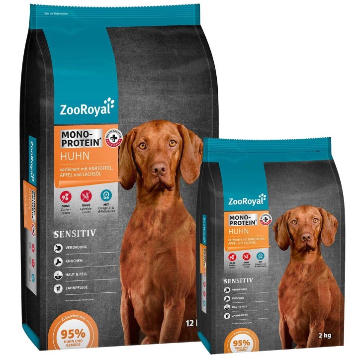 ZooRoyal Monoprotein Huhn Trockenfutter 12kg+2kg gratis