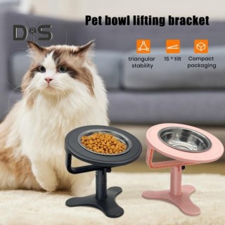 Erhöhter Katzenfutternapf, verstellbar, geneigt, Edelstahl-Futternapf, rutschfest, erhöhter Katzenfutterspender für Hauskatze