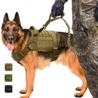 Militärische taktische Hundeweste, Geschirr, K9-Arbeitshund, Nylon-Bungee-Leine, Trainingsleine, Laufen für mittelgroße und g