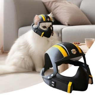 Kleiner Haustierhelm, Mini-Kopfschutz, Katzengesichtskissen, Halloween-Partykostüm, Verkleidungszubehör für Katzen und Hunde