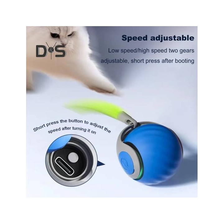 Interaktives Katzenspielzeug mit rollendem Ball, berührungsaktivierter, automatisch beweglicher Ball mit Plüschschwanz, wiede