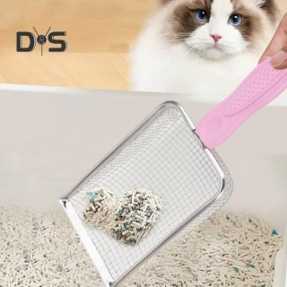 Katzenstreuschaufel, Edelstahl, tiefe Schaufel, Netzschaufel, antihaftbeschichtet, Kotsiebschaufel, Kätzchenkotheber für Katz