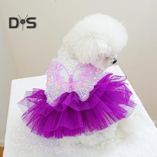 Hunde-Prinzessinnenkleid, Haustier-Schmetterlings-Spitzen-Kuchen-Unterhemd-Rock, Welpen-Tutu-Kleid, süßes Kostüm für Geburtst