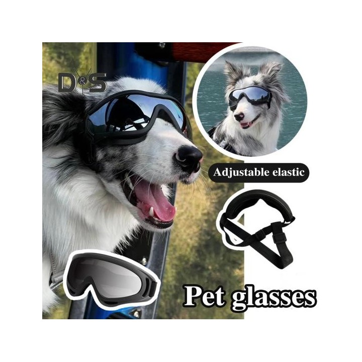 Haustier-Sonnenbrille, Hundebrille mit verstellbarem Gummiband, beschlagfrei, wasserdicht, UV-Schutz, Haustierbrille A