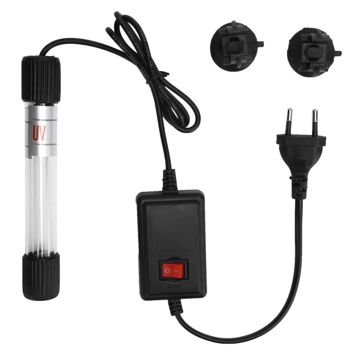 Aquarium Tauch UV Lampe Fisch Wasser Reinigung Algen Sauberes Licht EU Stecker 220V 7W