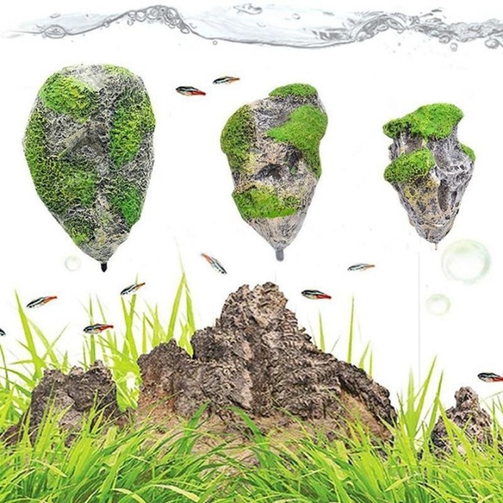 Hängender simulierter Stein, künstlicher schwimmender Stein für Aquarium, Hoom-Dekoration, Zubehör grün