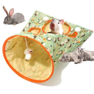 Katzentunneltasche, faltbar, interaktiv, 5 Löcher, Knistergeräusche, Tunnel, Haustier-Bohreimer mit Plüschbällen