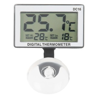 DC16 Saugnapf Aquarium Thermometer Tauchfisch Tanks Mini Alarm Temperaturmesser