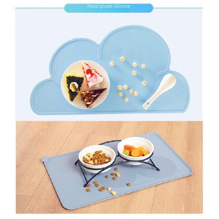 Rutschfeste Tischsets aus Silikon zum Füttern von Haustieren – Original Anti-Spill-Matten Cloud Shape blau