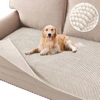 Plüsch-Chenille-Hundebettbezug, dicker, weicher 1-/2-/3-Sitzer-Bezug für Kissencouch, rutschfestes Couchhandtuch, Möbelschutz