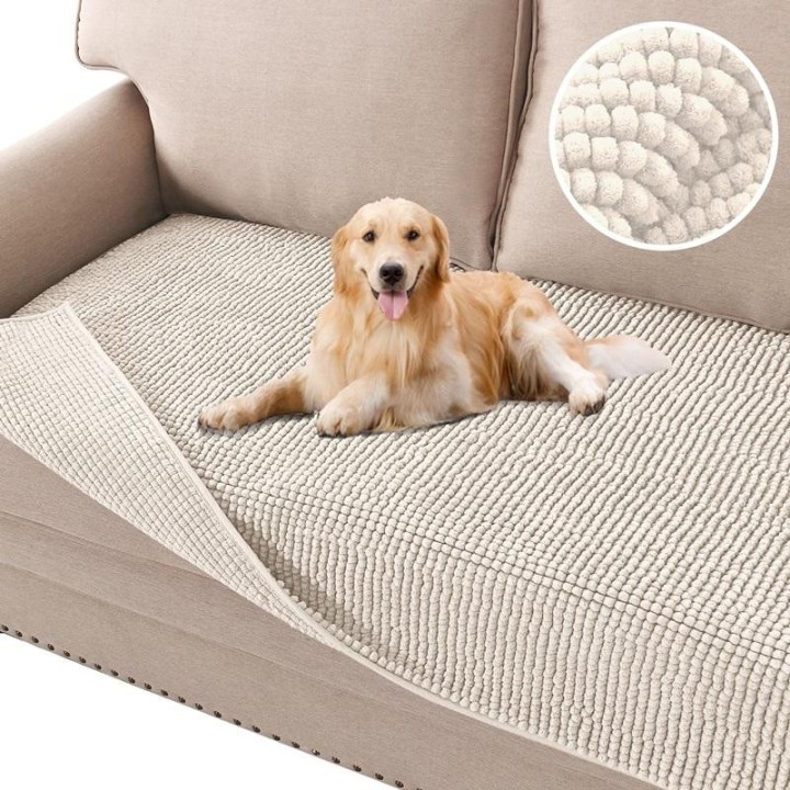 Plüsch-Chenille-Hundebettbezug, dicker, weicher 1-/2-/3-Sitzer-Bezug für Kissencouch, rutschfestes Couchhandtuch, Möbelschutz