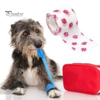 10 Stück Pfotenabdruck-Haustierwickel, selbstklebendes Vliesstoffband, dehnbar, bequem, Erste Hilfe für Katzenwunden 2.5cm gr