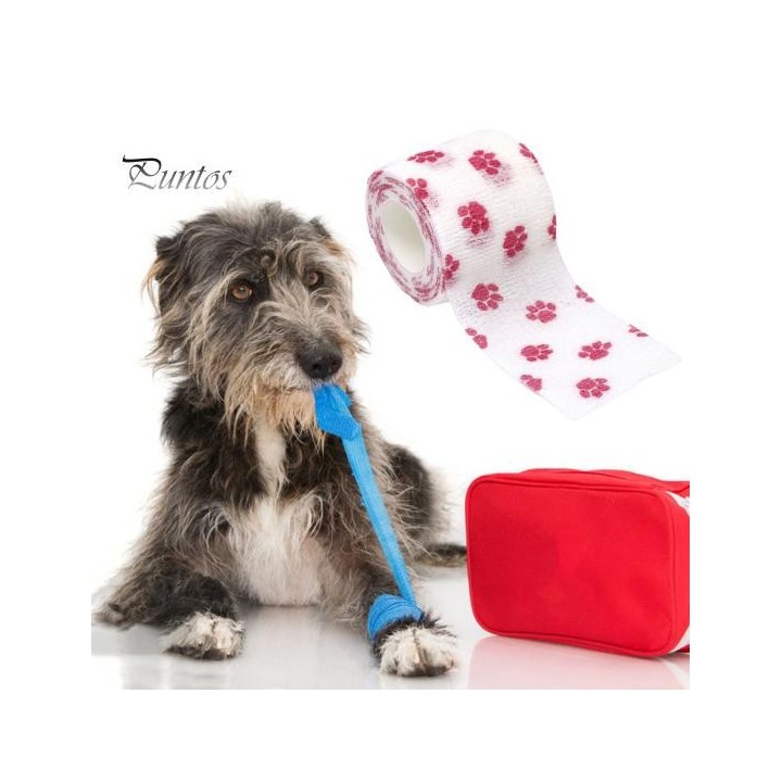 10 Stück Pfotenabdruck-Haustierwickel, selbstklebendes Vliesstoffband, dehnbar, bequem, Erste Hilfe für Katzenwunden 2.5cm gr