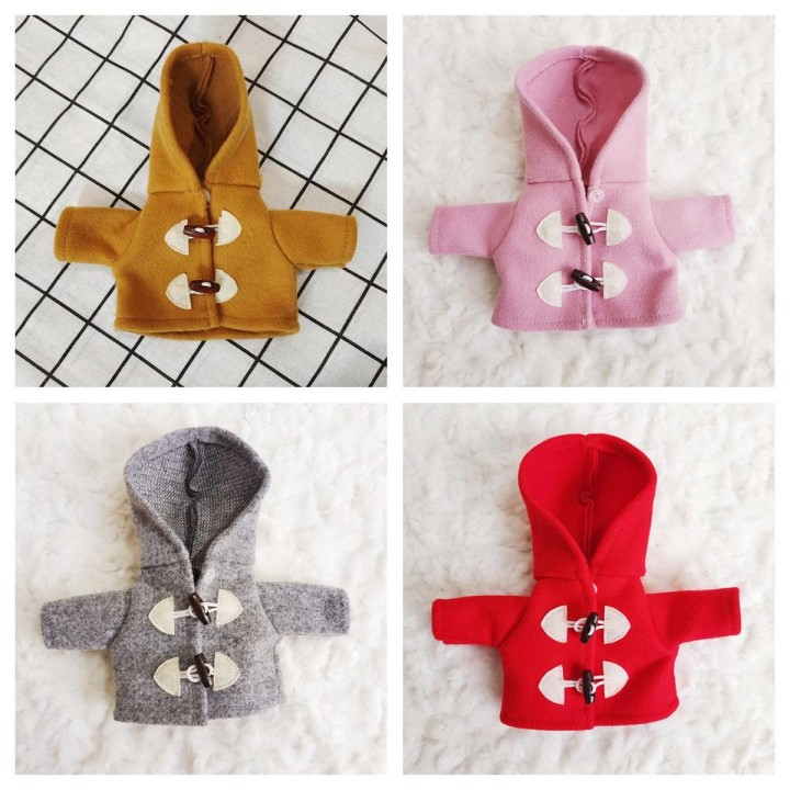 Braunes Hundeoutfit aus Wolle mit Baumwollhemd, Krawatte und Jeans-Accessoires For 20cm Cotton Doll