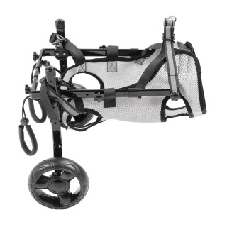Hunderollstuhl für Hinterbeine, höhenverstellbar, leichte Stahlkonstruktion, atmungsaktives Netzgewebe schwarz