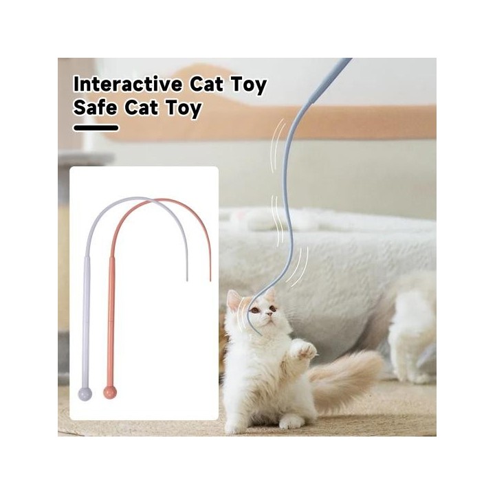 Katze Teaser Spielzeug Silikon Maus Schwanz Katze Teaser Stick Biss-beständig Interaktive Katze Zauberstab Spielzeug Heimtier