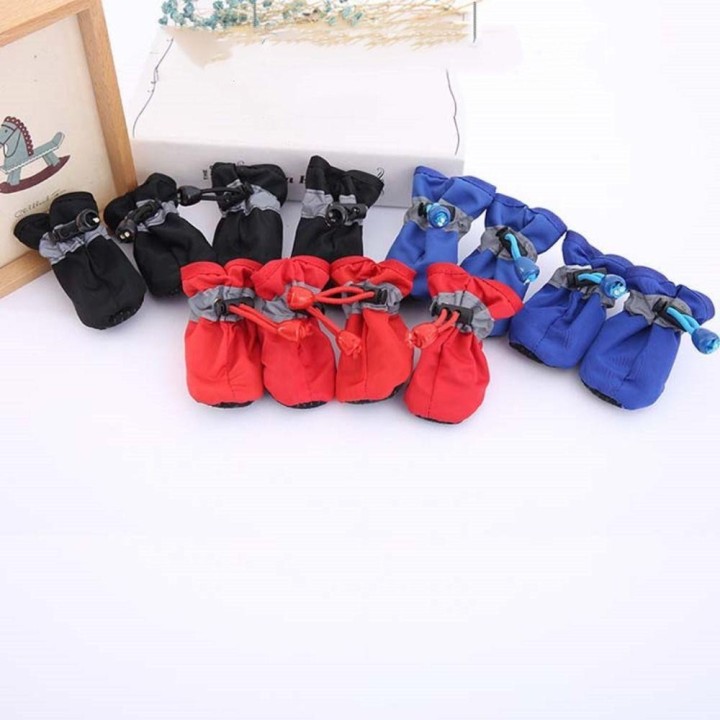 4Pcs Kleine Katzen Schuhe Wasserdichte Haustier Regen Schuhe Hund Schuhe Regen Schnee Stiefel Haustier Schuhe M schwarz