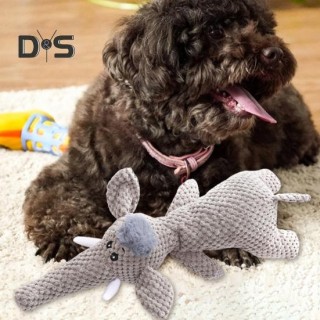 Quietsch-Plüschtier für Hunde, weich ausgestopftes Löwen-/Wolfs-/Elefantenspielzeug mit Quietscher, interaktives Kauspielzeug