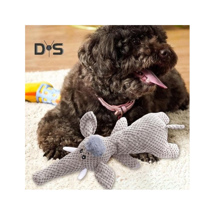 Quietsch-Plüschtier für Hunde, weich ausgestopftes Löwen-/Wolfs-/Elefantenspielzeug mit Quietscher, interaktives Kauspielzeug