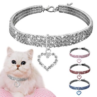 Hund Katze Strass Diamante Halsband Halskette Welpe Kristall Bling Haustier Accessoire weiß