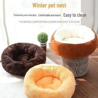 Vier Jahreszeiten Haustierbett: Gemütliche Matratze für Katzen & Hunde Small diameter 40cm apricot