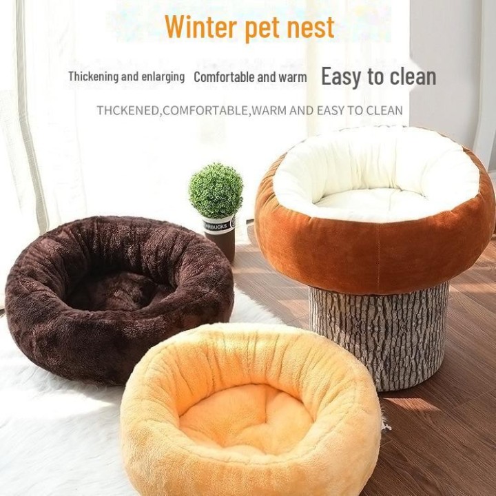 Vier Jahreszeiten Haustierbett: Gemütliche Matratze für Katzen & Hunde Small diameter 40cm apricot