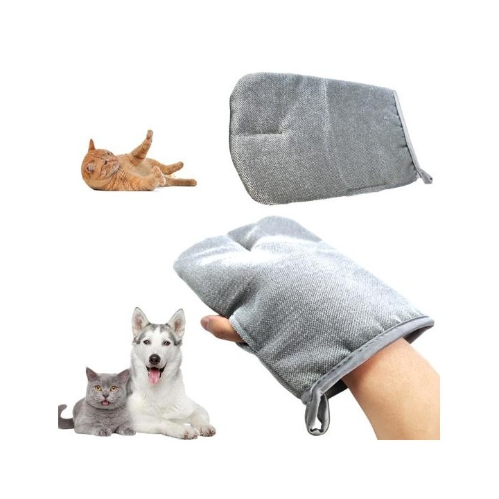 Fellpflege-Handschuhe für Haustiere, doppelseitige Massagehandschuhe zur Entfernung statischer Elektrizität, Tierhaar-Enthaar