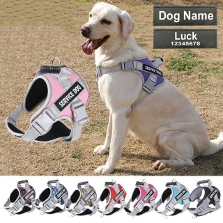 Hundegeschirr mit individuellem Namen, Labrador Retriever-Geschirr, mittelgroßer und großer Hund, reflektierend, verstellbar,