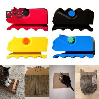 2 Stück katzenförmiges Kartonschneidewerkzeug DIY-Projekte Ergonomisches Design Handheld-Katzenkratzkartonschneider gelb/schw