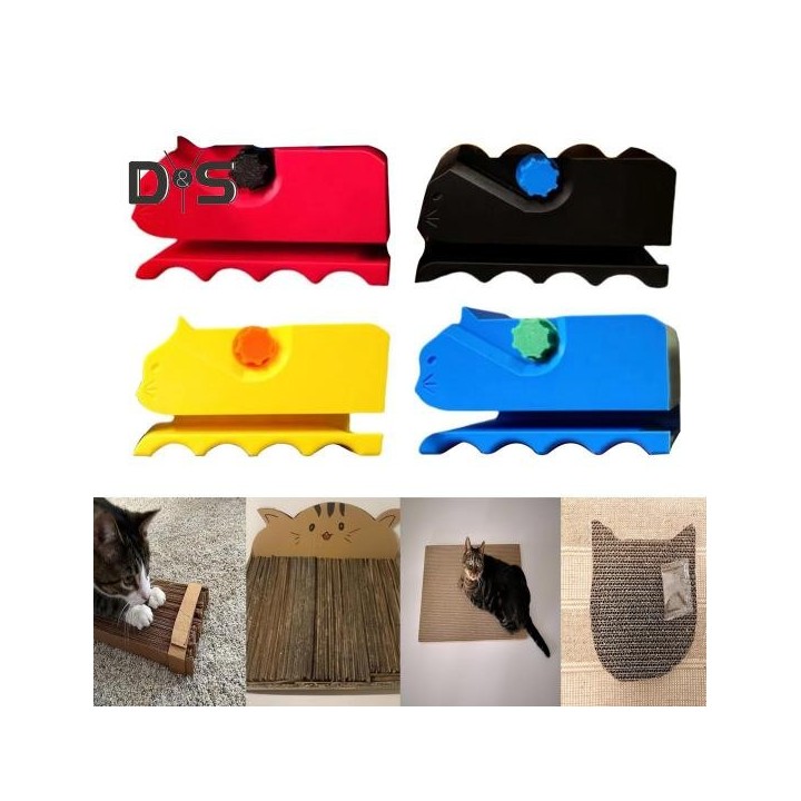 2 Stück katzenförmiges Kartonschneidewerkzeug DIY-Projekte Ergonomisches Design Handheld-Katzenkratzkartonschneider gelb/schw