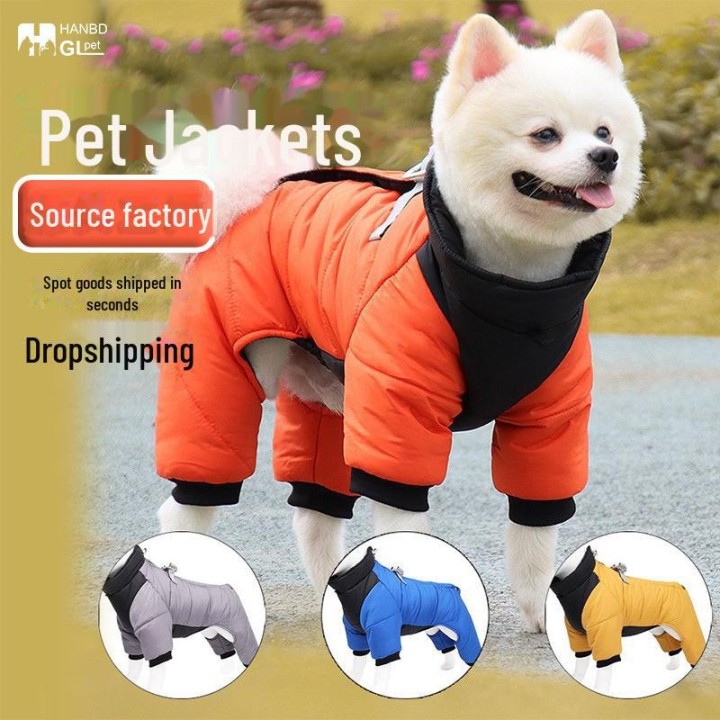 Wasserdichter, warmer Hundemantel für den Winter – dicke Vierbeinjacke aus Baumwolle S gelb