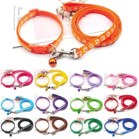 Niedliches Hundepfotenabdruck-Zugseil für Haustiere, Welpenhalsband-Set, mehrere Farben, verstellbar, Welpen-/Katzenzubehör,