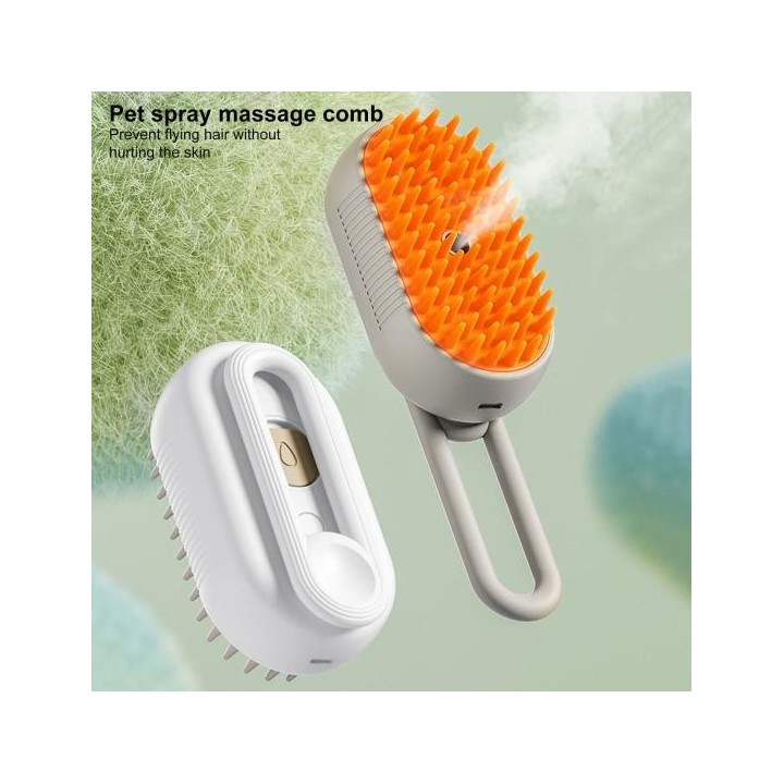 Haustierkamm 3-in-1 Dampfbürste für Katzen Selbstreinigende Hundepflegebürste Elektrische Haustiermassage weiß